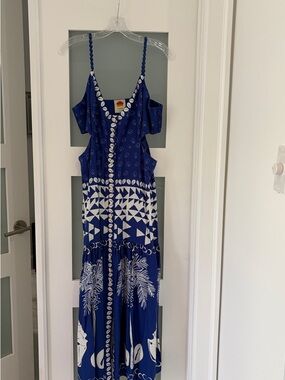 FARM Rio Blue and White Printed Maxi Dress